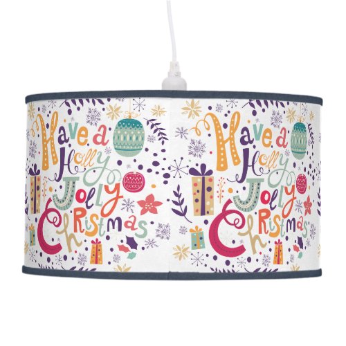 Retro Colorful Holly Jolly Christmas Hanging Lamp