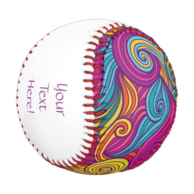 Retro Colorful Jewel Tone Swirly Wave Pattern Baseball (Angled)