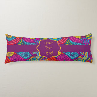 Retro Colorful Jewel Tone Swirly Wave Pattern Body Pillow