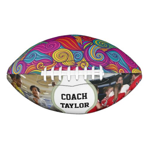 Retro Colorful Jewel Tone Swirly Wave Pattern Football