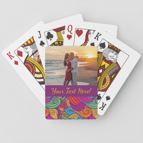 Retro Colorful Jewel Tone Swirly Wave Pattern Poker Cards
