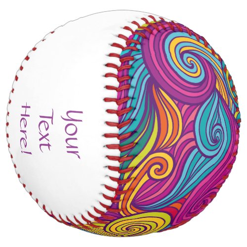 Retro Colorful Jewel Tone Swirly Wave Pattern Softball