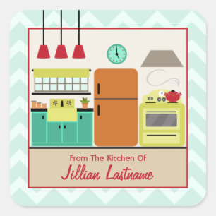 Retro Colorful Kitchen Label Sticker