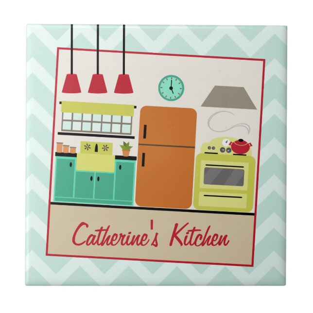 Retro Colorful Kitchen Tile (Front)