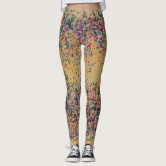 Glam gold lips print on black makeup artist salon leggings