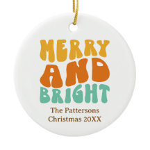 Retro Colorful Merry and Bright Christmas Holiday