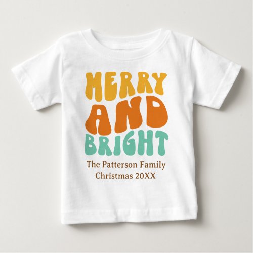 Retro Colorful Merry and Bright Toddler Christmas  Baby T_Shirt