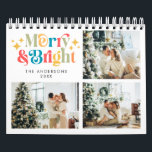Retro Colorful Merry & Bright 3 Photo Christmas Calendar<br><div class="desc">Retro Colorful Merry & Bright 3 Photo Christmas Calendar</div>