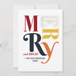 Retro Colorful Merry & Bright Vintage Christmas Invitation