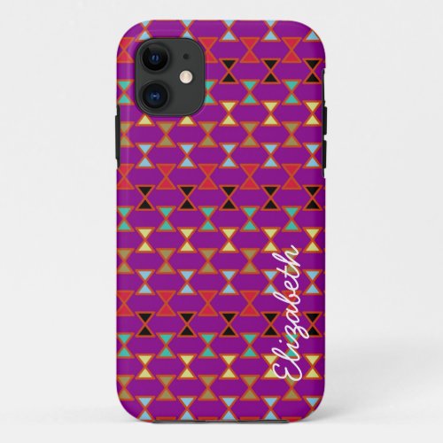 Retro Colorful Modern Geometric Pattern 3 iPhone 11 Case