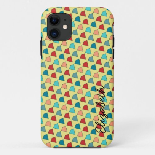 Retro Colorful Modern Geometric Pattern 3 iPhone 11 Case