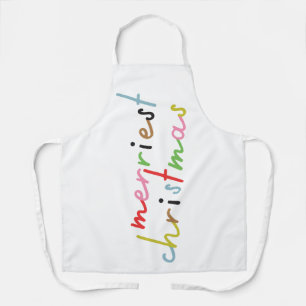 retro colorful modern Merriest Christmas Holiday Apron