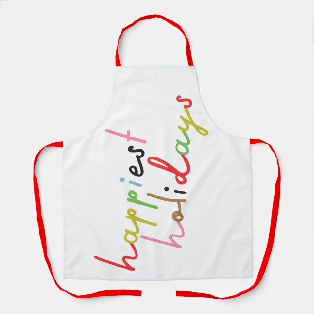 retro colorful modern Merry Christmas Holiday Apron (Front)