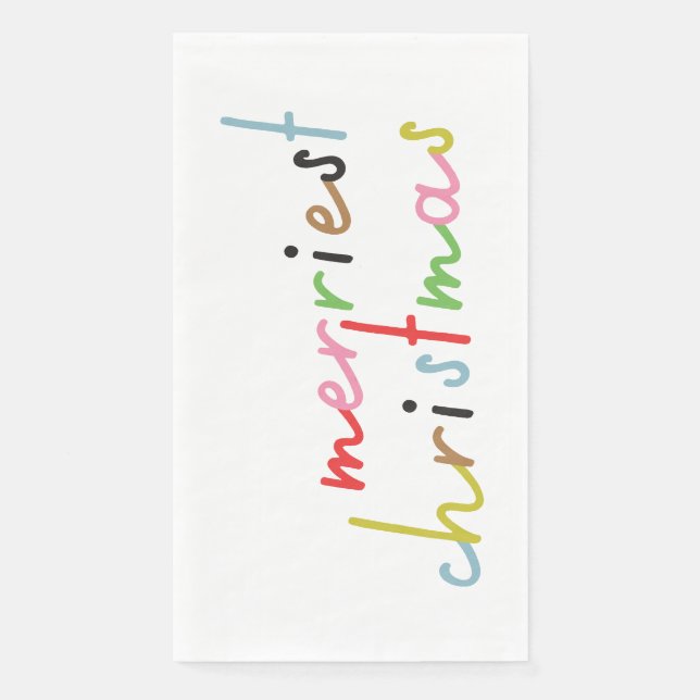 retro colorful modern Merry Christmas Holiday Paper Guest Towels (Front)