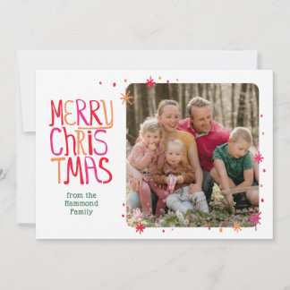 Retro Colorful Modern Photo Christmas Cards