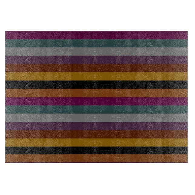 Retro Colorful Multi Stripes Pattern 4 Cutting Board (Front)