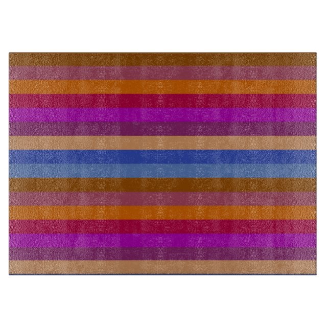 Retro Colorful Multi Stripes Pattern 6 Cutting Board (Front)