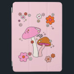 Retro Colorful Mushrooms And Flowers Pink iPad Air Cover<br><div class="desc">Mushrooms illustration in pink - inspirational quote “Believe in Your Magic”.</div>