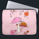 Retro Colorful Mushrooms And Flowers Pink Laptop Sleeve<br><div class="desc">Mushrooms illustration in pink - inspirational quote “Believe in Your Magic”.</div>