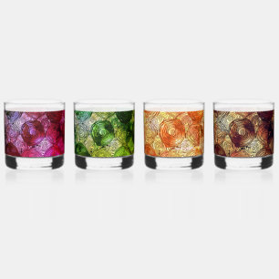 Retro- Colorful Nature - Wood Abstract Whiskey Glass