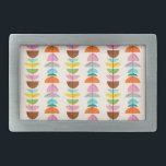 Retro Colorful Nests Belt Buckle<br><div class="desc">Feather your nest with this Retro Colorful Nests Belt Buckle! The design features a cream background with gold speckles and rows of wonderfully kitschy, colorful semi-circles resting on minimalistic, black branches. The semi-circles resemble fairy tale, bird's nests in shades of light blue, teal, turquoise, orange, pink, yellow, green, gray, and...</div>