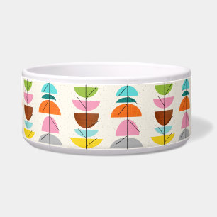 Retro Colorful Nests Ceramic Dog Bowl
