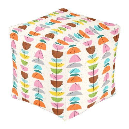 Retro Colorful Nests Cube Pouf