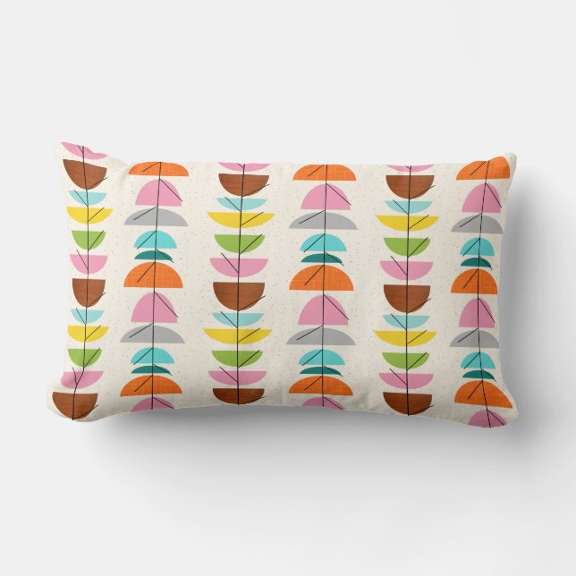 Retro Colorful Nests Lumbar Pillow (Front)