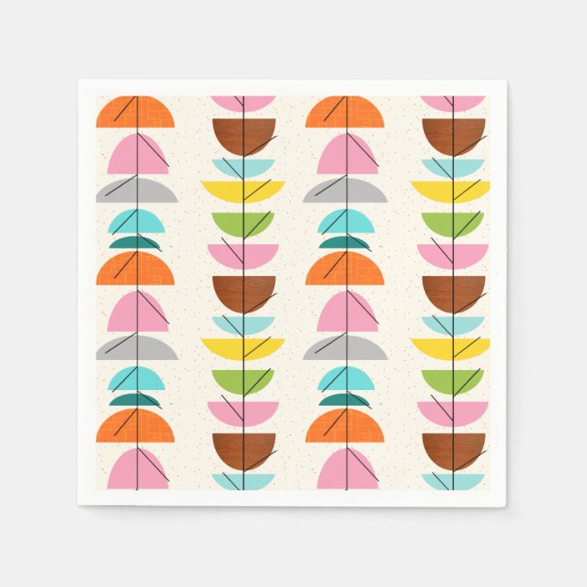 Retro Colorful Nests Paper Napkins (Front)