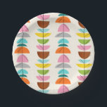 Retro Colorful Nests Paper Plate<br><div class="desc">Feather your nest with this Retro Colorful Nests Paper Plate! The design features a cream background with gold speckles and rows of wonderfully kitschy, colorful semi-circles resting on minimalistic, black branches. The semi-circles resemble fairy tale, bird's nests in shades of light blue, teal, turquoise, orange, pink, yellow, green, gray, and...</div>