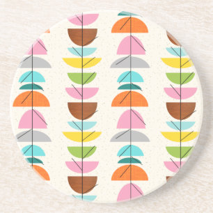 Retro Colorful Nests Sandstone Coaster