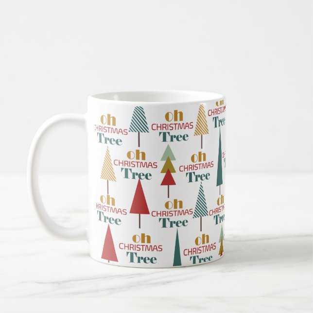 Retro Colorful Oh Christmas Tree Holiday  Coffee Mug (Left)