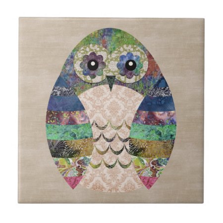 Retro Colorful Owl Boho Bohemian Bird Custom Ceramic Tile