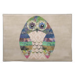 Retro Colorful Owl Boho Bohemian Bird Custom Cloth Placemat at Zazzle