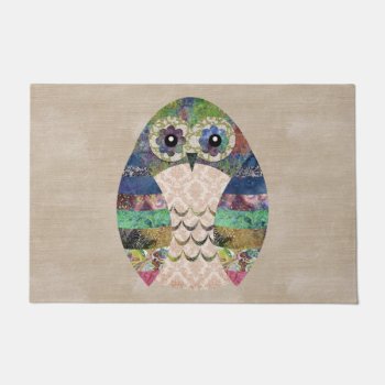 Retro Colorful Owl Boho Bohemian Bird Custom Doormat by Hippy_Dippy_Trippy at Zazzle