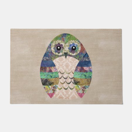 Retro Colorful Owl Boho Bohemian Bird Custom Doormat