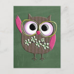 Retro Colorful Owl Boho Bohemian Bird Custom Postcard at Zazzle