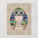 Retro Colorful Owl Boho Bohemian Bird Custom Postcard at Zazzle