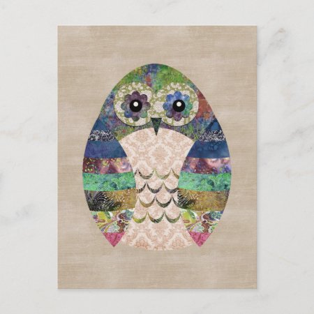 Retro Colorful Owl Boho Bohemian Bird Custom Postcard