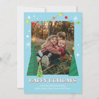 Retro Colorful Photo Christmas Cards
