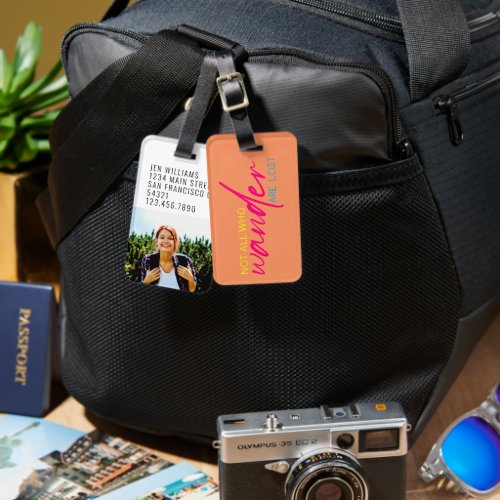 Retro Colorful Photo Not All Who Wander Are Lost  Luggage Tag