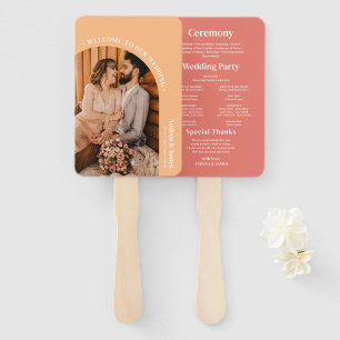 Retro Colorful Photo Wedding Program Hand Fan