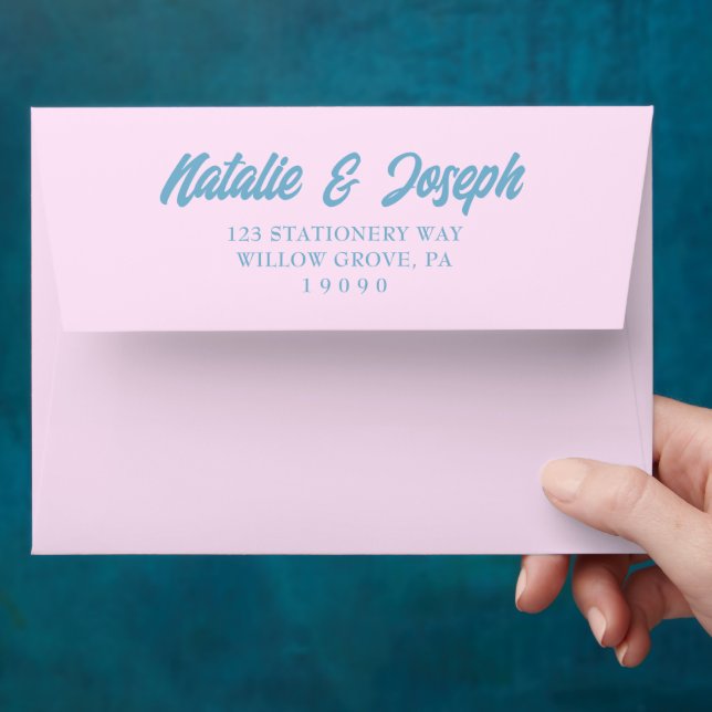 Retro Colorful Pink Bright Unique Modern Wedding Envelope (Hand)