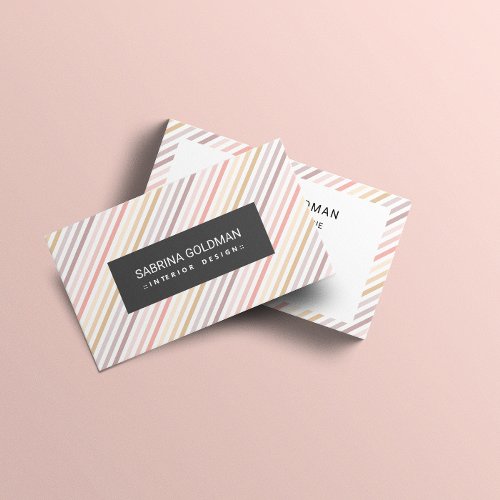 Retro Colorful Pink Gray Stripes Pastel Colors  Business Card