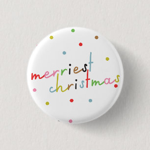 retro colorful polka dot christmas holiday button