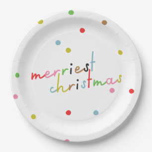 retro colorful polka dot christmas holiday paper plates