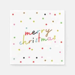 retro COLORFUL polka dot MERRY CHRISTMAS holiday Napkins
