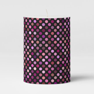 Retro Colorful Polkadots Pattern Pillar Candle