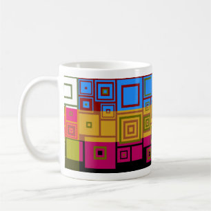 Retro Colorful Pop Squares Art Pattern Mug