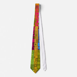 Retro Colorful Pop Squares Art Pattern Tie